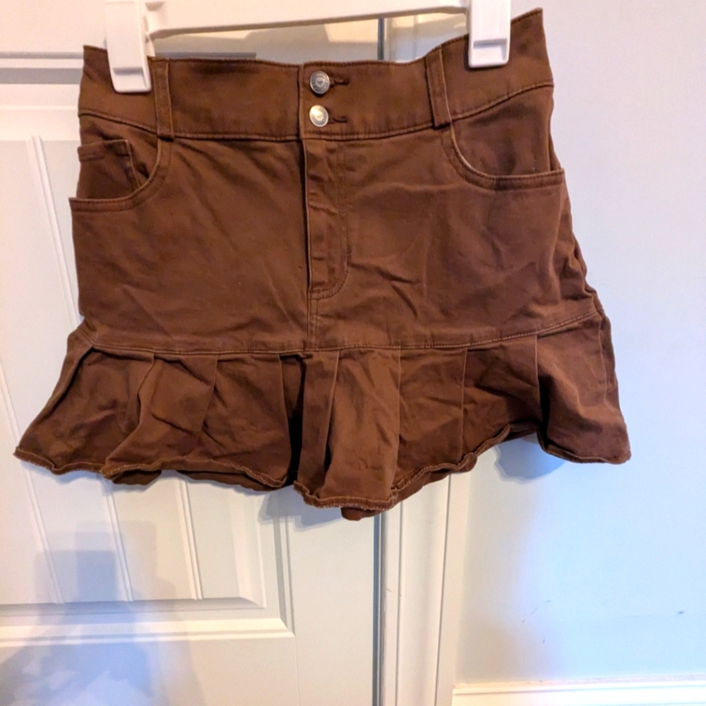 Mini brown denim Hollister skirt